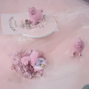 Rosa Samt Schaukelpferd Schmuckdose Ring Halskette Organizer süßes Geschenk Aufbewahrung