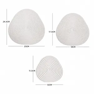 Detailed dimension diagram showing large, medium, and small white gypsum ripple jewelry trays.