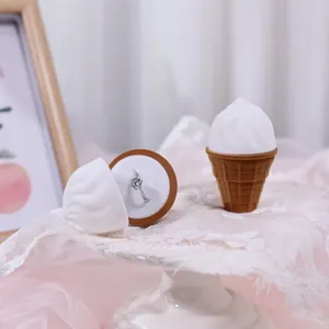 Boîte à bague cône de glace créative en velours pour rangement de bijoux et demande en mariage