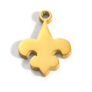 Gold-plated stainless steel fleur-de-lis pendant for DIY jewelry making accessories