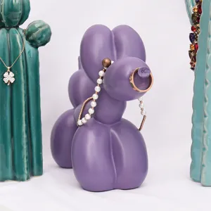 Nordic creative purple balloon dog ring holder and necklace stand for cute home decor