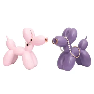 Nordic balloon dog jewelry holder creative cute pink purple desktop ring necklace display