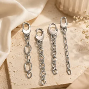 Catena per Borsa Fai da Te in Acciaio Inossidabile Minimalista Motivo Geometrico Portachiavi per Uomini Donne Impermeabile Ipoallergenico Lucidato Argento Metallo Accessorio Regalo