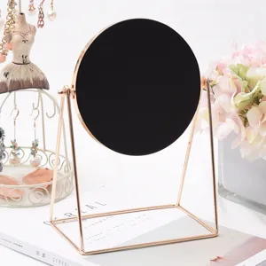 Desktop makeup mirror European style vanity mirror rose gold metal frame single-sided cosmetic mirror