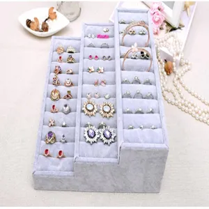 3-tier velvet ring display stand tray organizer for earrings, studs and bracelets