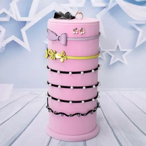 Vertical pink velvet headband and jewelry display stand, sponge storage rack for earrings.