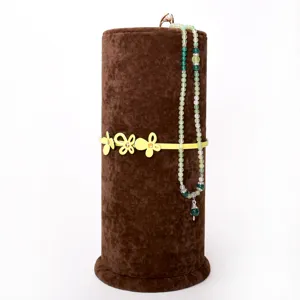 Vertical velvet jewelry display stand for headbands necklaces earrings and rings storage organization