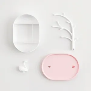 Organizador de joyas Lago de los Cisnes estante de almacenamiento cosmético rosa expositor