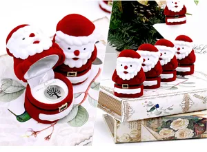 Simpatica scatola per anelli in velluto Babbo Natale contenitore regalo porta gioielli