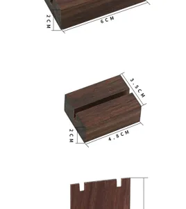 Black walnut solid wood jewelry display stand with card slots for necklace ring earring store