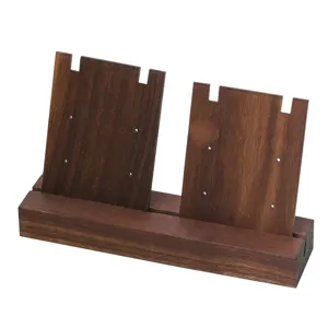 Solid wood jewelry display stand, black walnut necklace and earring holder for counter showcase.