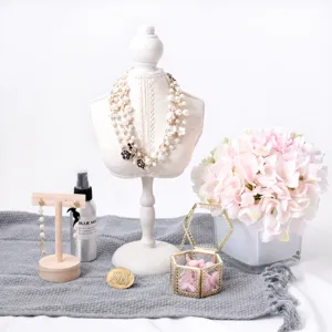 Vintage Wit Kant Paspoppen Sieraden Display Standaard Halsketting Oorbel Ring Opslag Organizer Bruiloft Decor