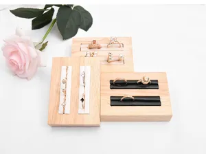 Solid wood ring display stand jewelry organizer photography props for retail store use