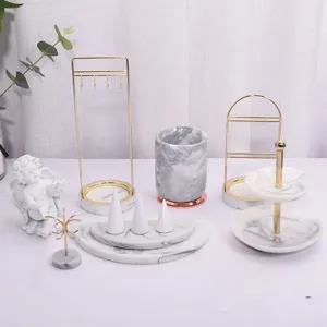Nordic faux marble jewelry display stand necklace earring ring organizer main image