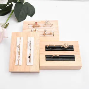 Solid wood jewelry display stand for rings and earrings photography props natural log