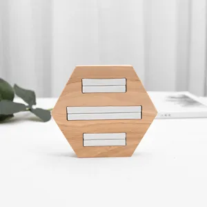 Solid wood hexagon ring display stand minimalist jewelry holder for rings and showcase.