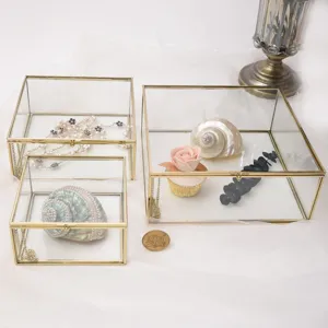 European minimalist square glass storage box Nordic retro jewelry display tray set