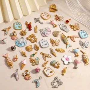 Edelstahl Schmuck Anhänger 18K Vergoldet Schmetterling Herz Seestern Emaille Strass Anhänger Für DIY Schmuckherstellung Halsketten Ohrringe Armband