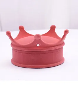 Kronen Schmuckschatulle Detail, weiches Samt Ring Aufbewahrungsbox, rosa Präsentationsetui.