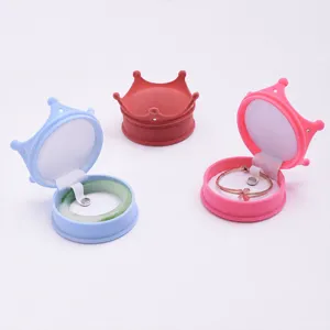 Kronenförmige Samt-Schmuckschatulle Ring Aufbewahrungsbox Halskette Armband Organizer Tragbare Prinzessin Schmuckverpackung Geschenkbox