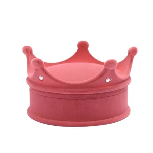 Rosa Samt Kronen Schmuckschatulle fur Ringe Halsketten elegante Aufbewahrungsbox Vitrine