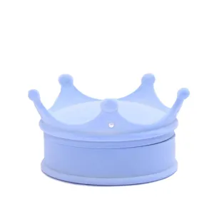Blauer Samt Schmuckschatulle Kronenform Ring Halskette Geschenkbox Aufbewahrung.