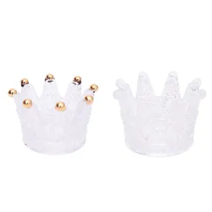 Glass crown jewelry tray ring holder candlestick small items storage home desktop ornament