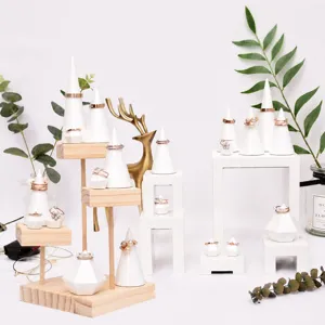 Noords Minimalistisch Hars En Vurenhout Sieraden Display Standaard Kegel Ring Houder Meerlaagse Desktop Organizer Tray