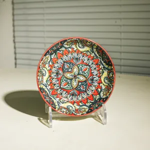 Piccola ciotola per condimenti in ceramica stile bohémien da 5,5 pollici, piattino con motivo mandala.