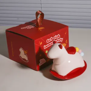 Ceramic rocking horse toothpick holder and fruit fork jar for cute home desktop decor.