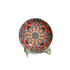 Stile bohémien piccolo piatto per condimenti in ceramica 5.5 pollici motivo mandala vista principale