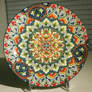 10 inch ceramic western steak dinner plate bohemian mandala pattern decorative dish