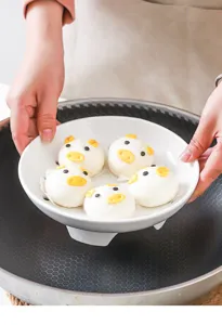 Multi-purpose ceramic steamer rack high-foot deep steam plate for household kitchen cooking use
