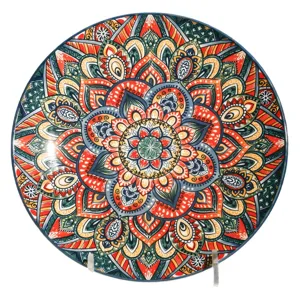 Bohemian ceramic dinner plate 10 inch decorative steak plate for kitchen table setting