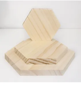 Wooden jewelry display stand set, pine hexagon tier 3 pieces nordic minimalist design props.