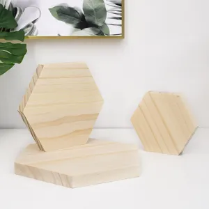 Solid wood hexagonal jewelry display stand 3-piece set minimalist Nordic raw wood props