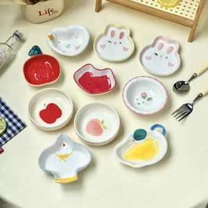 Piatto per Snack in Ceramica Sotto smalto Dipinto a Mano Creativo Carino Animale Floreale Frutta Design Salsa Piatto Dessert Tavola Tè