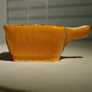 Teglia da forno in ceramica con manico, piatto arancione stile bohémien per cucina.