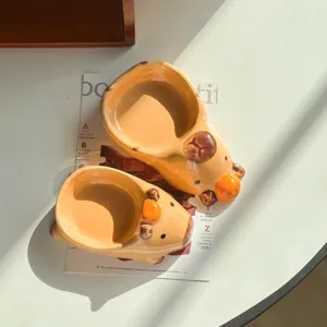 Carina ciotola per salsa in ceramica capybara, piatto creativo di cartoni animati per casa.