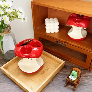 Kreative Apfelkern Keramik Zahnbürstenhalter Badezimmer Waschbecken Zahnpasta Aufbewahrung Ständer Desktop Organizer