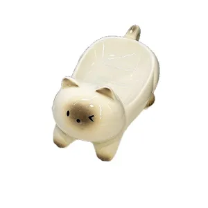 Porta saponetta gatto in ceramica carino con scarico per decorazione bagno lavandino