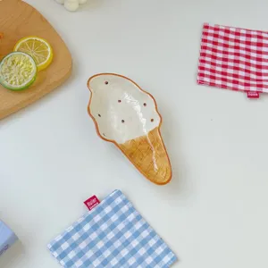 Hand-painted ceramic ice cream dish plate kitchen tableware cute dessert salad bowl desktop decor