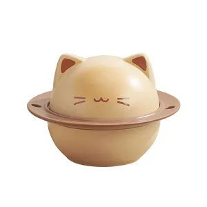 Creative cute cat ramen bowl with lid, ceramic tableware set for home and student dorm.