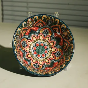 Böhmische Keramik Reisschale mit buntem Mandala Muster für Müsli und Küche perfekt geeignet.
