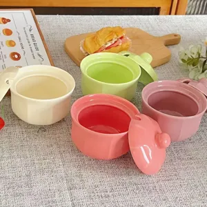 Pot de stockage de cuisine en céramique couleur macaron avec couvercle détail maison