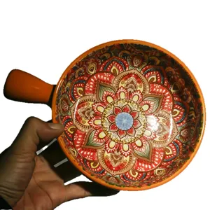 Ciotola da forno in ceramica boho con manico motivo mandala stoviglie da cucina