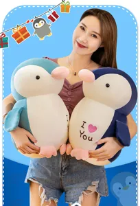 Cute penguin plush toy couple hugging pillow soft stuffed animal doll gift for girls