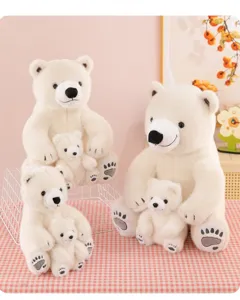 Cute simulated polar bear plush toy mother and baby set soft stuffed animal doll home decor