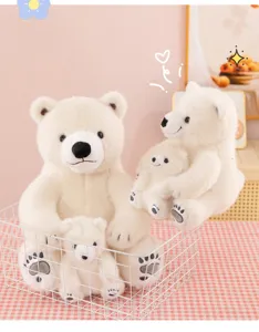 Cute simulation polar bear plush toy mother and baby soft stuffed animal doll home decor gift