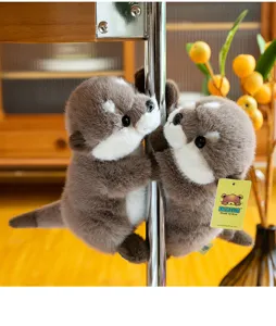 Cute magnetic otter plush toy pair, soft stuffed animal doll for kids birthday gift.